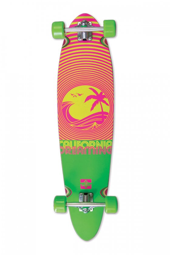 Dusters - California Dreaming Neon Green Pin Tail 40"x 9" - Wheel Base 26.75" - 150mm Inverted Truck - 70x46mm 78A